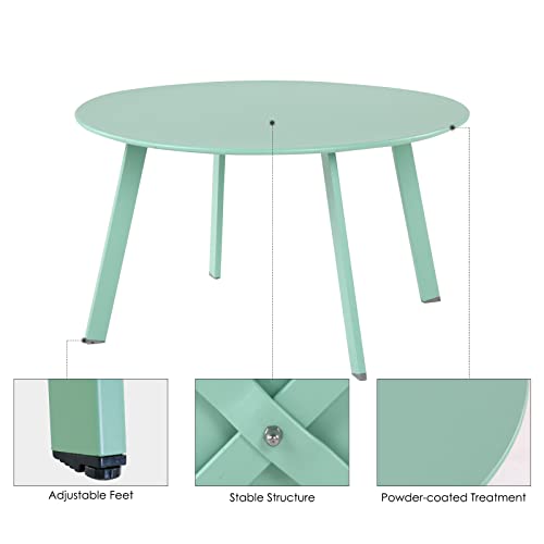Grand Patio Round Outdoor Coffee Table, Weather Resistant Metal Large Side Table For Balcony, Porch, Deck, Poolside, Mint Green #TOP4