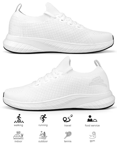 Image of Mens Slip on Lightweight Walking Shoes Non Slip Breathable Running Shoes Comfort Tennis Workout Gym Sneakers with Shoelace