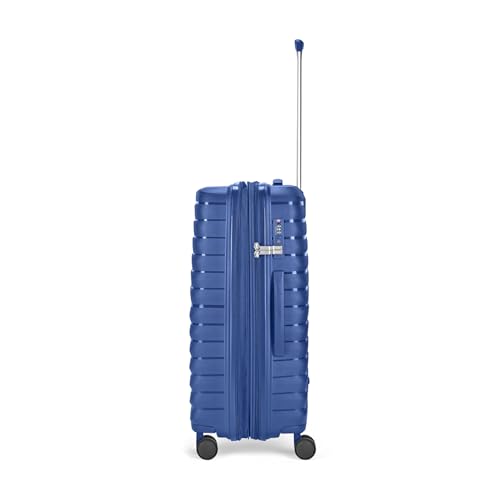 Image of Skybags Polypropylene Float Max Check-in Trolley Bag - Medium, 66cms | Premium Hard-Sided Luggage for Travel with Smooth 8 Wheels Double Spinner & Flushed TSA Lock - Blue