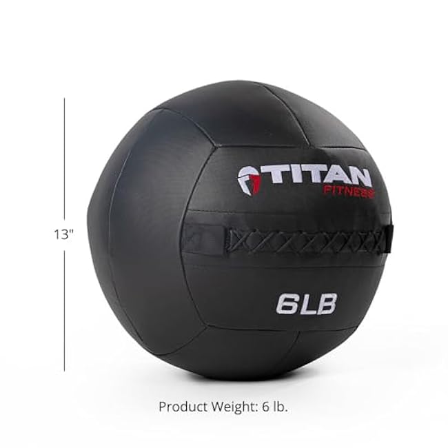 Titan Fitness LB Soft Shell Medicine Wall Ball with Poly-Composite Laminate Cross Texture Non-Slip Grip for Throwing, Core Strength, Floor Exercises, Stretching