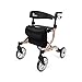 Parvum SuperLight Rollator – ultraleicht (5,1 kg), aus Aluminium, faltbar, (74 × 64 cm), mit Sitz & Rückenlehne, versteckten Bremskabeln – ideal für Alltag & Reise - Gehhilfe für Senioren - Champagner