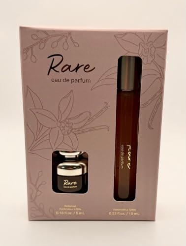 Rare Eau de Parfum Set Warm & Spicy Vanilla Ginger Scent with Sandalwood & Musk Notes 10mL Spray + 5mL Rollerball