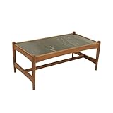 Pemberly Row Contemporary Genuine Marble Coffee Table in Black