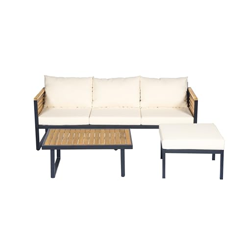 Christopher Knight Home Alvin 3-Piece Acacia Wood Metal Patio Fur...