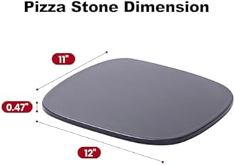 ROCKSHEAT Pizza Stone, Unique Shape 12" x 11" x 0.47" Pizza Stones for Oven Grill BBQ, Heavy Duty Ceramic Coating Baking Stone for Pizza & Bread, Innovative Irregular Design Grilling Stone (Black)