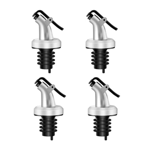 BGHYJKOL Stainless Steel Pourers Tapón de Botella Vino, vertedor Aceite Oliva, Barra dispensadora, Boquilla tapón Salsa a Prueba Fugas, 1-4 Uds(4Pcs Silver)