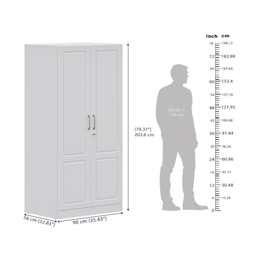 Image of Wakefit Wardrobe for Bedroom | 3 Yr Warranty | Cupboard for Bedroom, Almirah, Wooden Wardrobe, Comes with LED light, Multi-Shelves, Drawer & Hanger, Density:680-750 kg /m, Free Installation(Tyrian-FW)