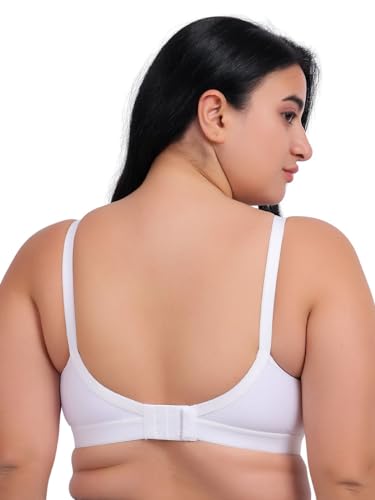 Image of Fabme Women's Cotton Seamless Non-Padded Non-Wired Bra, Cross Belt, Heavy Support, Double Layer Cups, Broad Elastic Bra