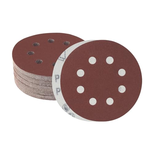 Meccion 125mm Sanding Discs 50pcs 180 Grits Sander Discs Pads 5 Inch 8 Holes Hook and Loop Sander Paper for Random Orbital Sander