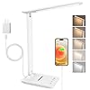 karidi LED Desk Lamp Dimmable Table Lamp with USB Charging Port, 5 Lighting Modes, Sensitive Control, Foldable Portable Desk Light for Home Office Bedroom Reading (White)