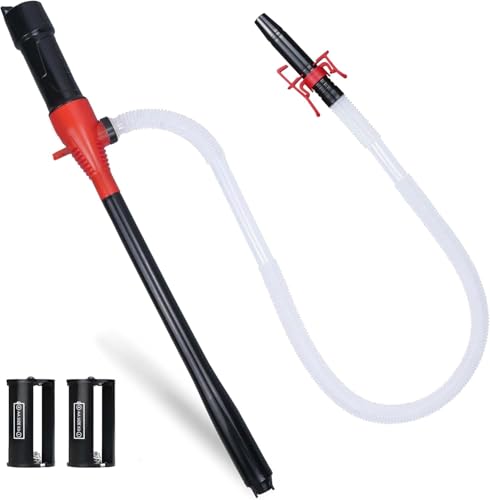 PUMPTOR Fuel Transfer Pump Battery Powered - Portable Gas Pump With Clip - Red