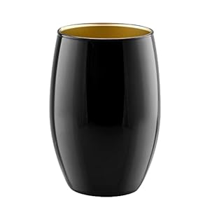 Blumenvase Schwarz H: 19,8 cm Vase Schwarz Gold Glasvase, Runde Vase Tulpenvase für Pampasgras, Dekovase | ⌀ 14 cm | Amarilis Great Gatsby