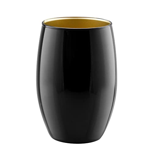 TREND FOR HOME Blumenvase Schwarz H: 19,8 cm Vase Schwarz Gold Glasvase,...