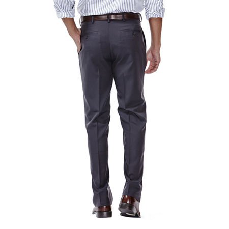 Haggar Men's Solid Gabardine Expandable Waistband Flat-Front Pant2