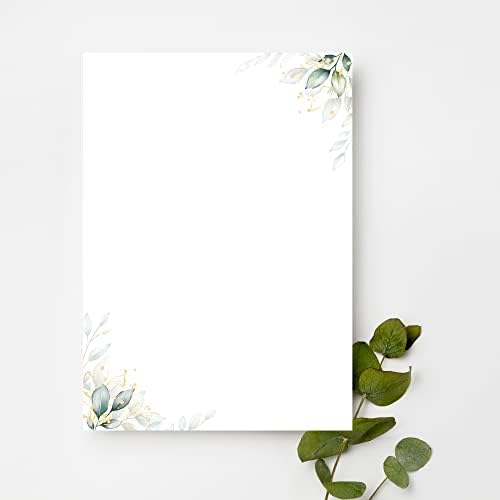 Papier listowy / koperta zestaw szlachetnych w kolorze zielonym z nadrukiem 2-stronny A4 120 g/m² c6 80 g/m² od 10 do 100 arkuszy z kopertami vintage (50 papier listowy bez kopert)