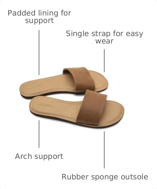 Image of Volcom Women's Simple Slide Sandals - Cushioned Synthetic Leather Strap Slides With Padded Footbed