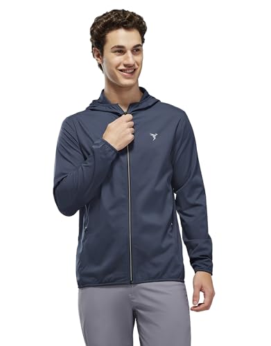 Image of TECHNOSPORT Men's Regular Fit Jacket with Zip Pockets, TS FLEXI Lightweight Windproof Quick Dry Full Sleeve Jacket for Gym Running and Travel