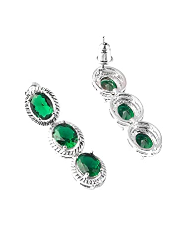 Image of Yellow Chimes Jewellery Set for Women Rhodium Plated Cubic Zircon Silver Necklace with Earring Set Floral Design Classic CZ Stoned Jewellery Set for Women and Girls