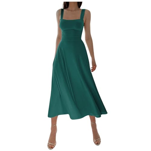 Party Kleider für Frauen Damen-Kleid mit elegantem Schultergurt taillierter Schnürung für stilvolle Freizeitmode in Schlichter Einfarbigkeit...