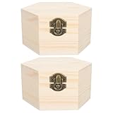 SEWOART Holz Geschenkbox 2 Stück Sechseckige Aufbewahrungsbox Handgefertigt für Schmuck Kleinigkeiten Dekorative Retro Holzbox mit Deckel für Feierlichkeiten Schreibtisch