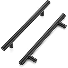 5 Pack 7.38 Matte Black Cabinet Pulls Stainless Steel Cabinet Handles 7-3/8 inch Length Matte Black Drawer Pulls 5 inch Hole Center Kitchen Drawer Pulls
