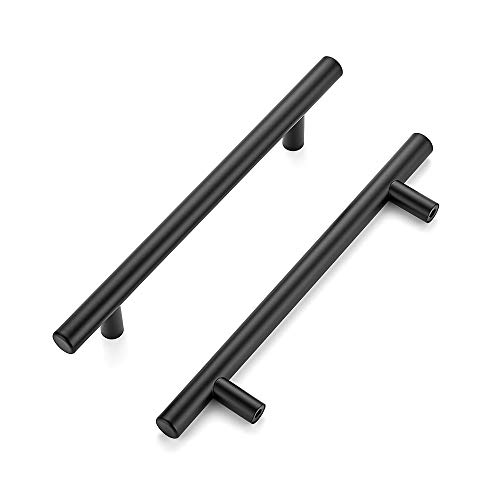 Home Expert 5 Pack 7.38'' Matte Black Cabinet Pulls Stainless Steel Cabinet Handles 7-3/8 inch Length Matte Black Drawer Pulls 5 inch Hole Center Kitchen Drawer Pulls by Home Expert - Used condition - US$8.91