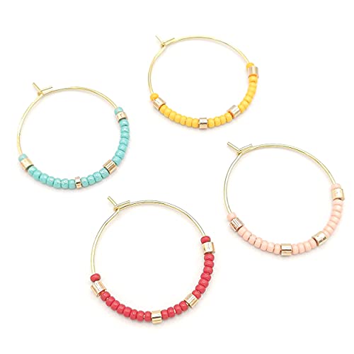 Créoles perles bleu ciel le cadeau idéal en acier et or 18k - 5