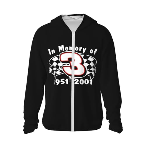 ETSDJ Dale Earnhardt Sr #3 Upf 50+ Sun Protection Hoodie Men'S Woman'S Long Sleeve Athletic Shirt Full Zip Sun Protection Jacket Hoodie, XX-Large, Black