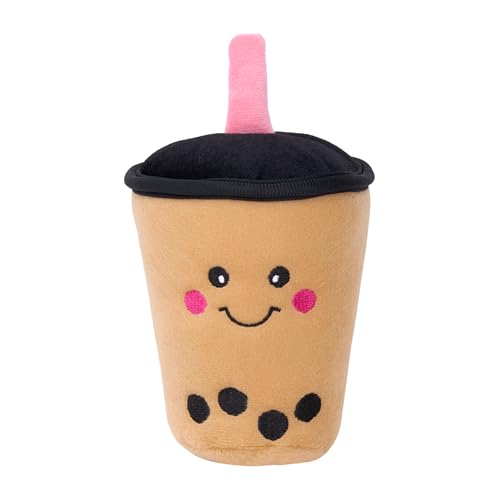 ZippyPaws NomNomz - Dog Squeaky Toys to Keep Them Busy, Funny Food Plush for Small & Medium Dogs, Cute Stuffed Puppy Toy, Pet Products, Gift for Dogs of All Breeds, Soft and Cuddly - Boba Milk Tea