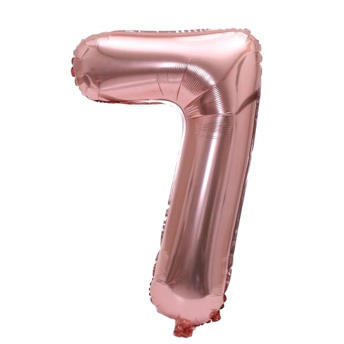 Image of YPSelected 32 Inch Large Foil Helium Number Balloon Birthday Wedding Party 0-9 (Rose Gold, 7)
