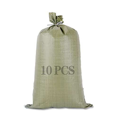 QINGJIE 10 x Sacs de Sable en polypropylène tissé Vert Non remplis pour la défense Contre Les inondations. Anti-UV et imputrescible(Size:50 x 80cm/19.7 W x 31.5 H,Color:Vert)