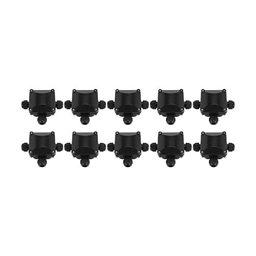 Uikdjgu Caja De Conexiones De 3 Vias, Conectores Impermeables Ip 68 Para Iluminacion Exterior Caja De Conexiones Externa Paquete De 10 Negro