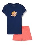Nachtwäsche für Kids Schiesser Mädchen Schlafanzug kurz Pyjamaset, dunkelblau, 152