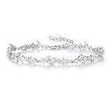 Clearine Wedding Marquise Cubic Zirconia Bridal Bracelets for Brides Bridesmaids Women, Silver Tennis Bracelet for Prom Party Jewellery