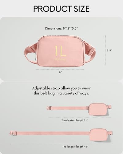 Image of ODODOS Unisex Mini Belt Bag with Adjustable Strap Small Fanny Pack for Workout Running Traveling Hiking, Light Pink
