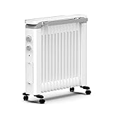 2000/2200W Ölradiator Elektroheizgerät Mit Thermostat & Mehrfachschutz, 12/14 Rippen Energiesparend Raum Elektrische Heizkörper Sicherheit Wasserdicht 360° Umlaufheizung ( Size : 12 tablets(2000W) )