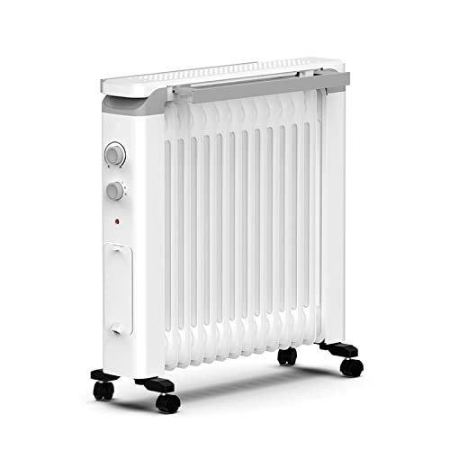 2000/2200W Ölradiator Elektroheizgerät Mit Thermostat & Mehrfachschutz, 12/14 Rippen Energiesparend Raum Elektrische Heizkörper Sicherheit Wasserdicht 360° Umlaufheizung ( Size : 12 tablets(2000W) ) Cover
