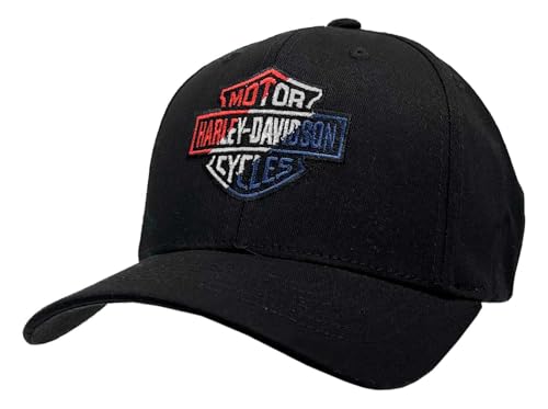 Harley-Davidson RWB Casquette de baseball extensible avec logo Bar & Shield Noir, noir, L/XL