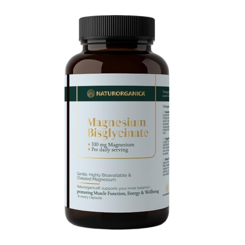 Naturorganica Magnesio Bisglicinato (Glycinato) 1500 mg | 330 mg Elemental | Alta Absorción | Sueño, Energía & Recuperación Muscular | 120 Cápsulas Veganas | Sin Aditivos | UE