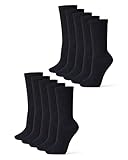 [Amazon Essentials] 10枚組 クルーソックス 靴下 ライトクッション コットン レディース ブラック 22.5-24.5 cm