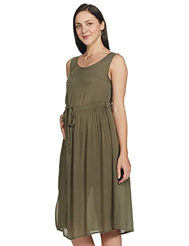 Image of Mine4Nine Women's Rayon A-Line Midi Casual Dress