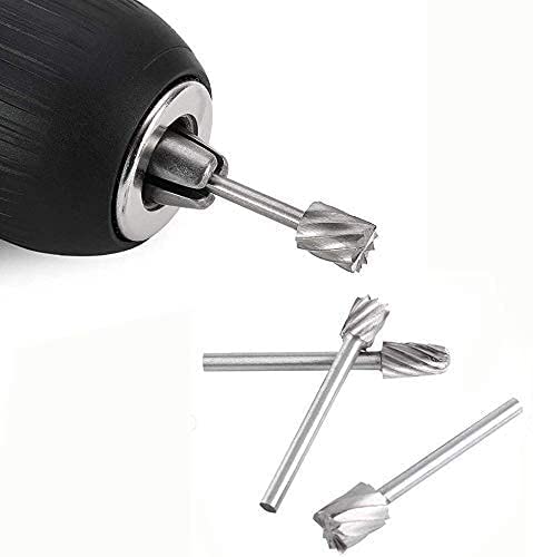 Fräser Set, 10 Stück 1/8 Holzschnitzerei Bohrer Holzfräser für Bohrmaschine, HSS Bitfräsersatz Fell Drahtschleif Polierwerkzeug 39 mm Länge