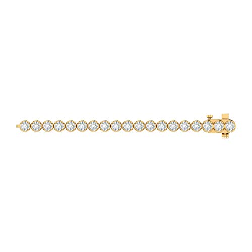 Image of 1 to 6 Carat Prong Set Round Cut Natural Diamond Tennis Bracelet for Women in 14K Gold (7 Inch) (I1-I2 Clarity)