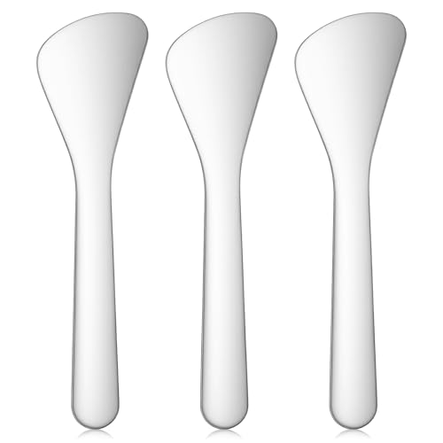 Lot de 3 mini spatules de maquillage en métal réutilisables pour cosmétiques, spatules de soins de la peau portables, outils de maquillage pratiques pour...