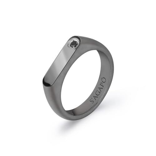 Bague S'Agapõ en acier hypoallergénique et cristal brillant