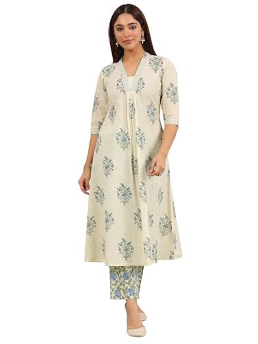 Image of Libas Printed Cotton A-Line Kurta with Trouser