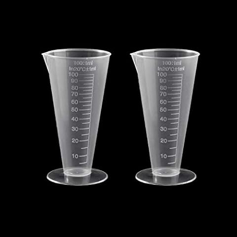 Uotyle Plastic Graduated Cups Kitchen Laboratory Plastic Measurement Beaker Measuring Cup 100ml,2 Pcs Cover