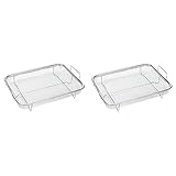 Bdfhjln 2 Stück Luftfritteusenkorb für Backofen, Grillkorb aus Edelstahl, Korb aus Antihaftbeschichtung, Grillkorb für Luftfritteuse, 2 Stück