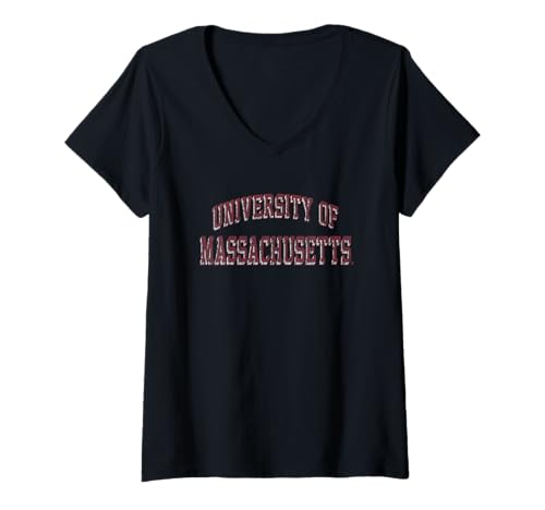 Womens UMass Minutemen Retro Arch Officially Licensed V-Neck T-Shirt