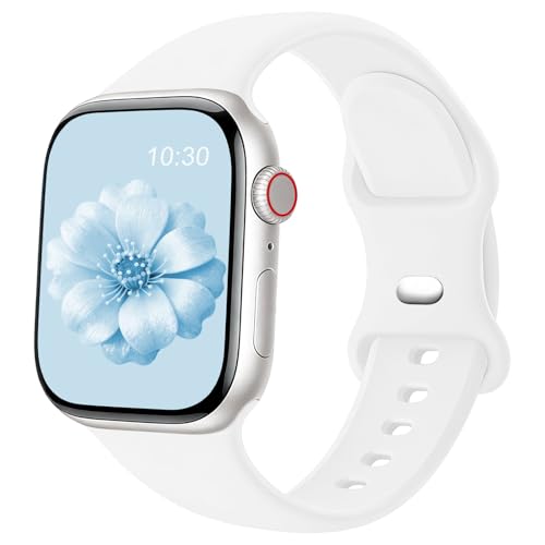 Gleetik Sport Watch Band Compatible with Apple Watch Bands Women Men 38mm 40mm 41mm 42mm 44mm 45mm 46mm 49mm Soft Silicone Replacement Strap for iWatch Bands Series 11 10 9 8 7 6 5 4 3 2 1 SE Ultra White